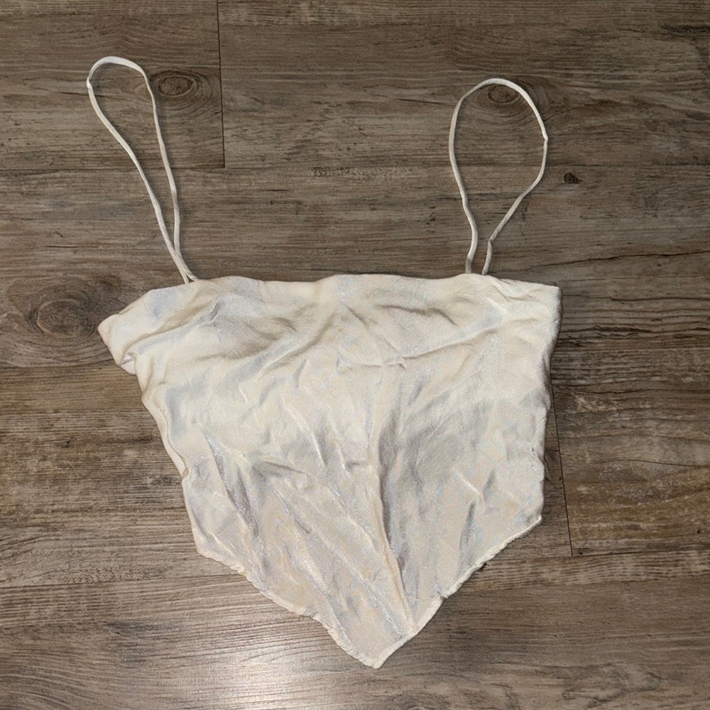 White Satin Tie-Back Crop Top